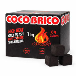 Charbon Naturel CocoBrico C26 – 1 kg (64 cubes)