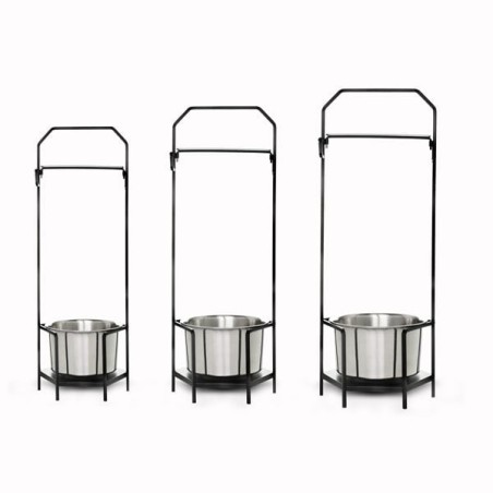 "Trois modèles de porte-charbon chicha design en acier noir hauteurs 45cm 50cm 55cm"