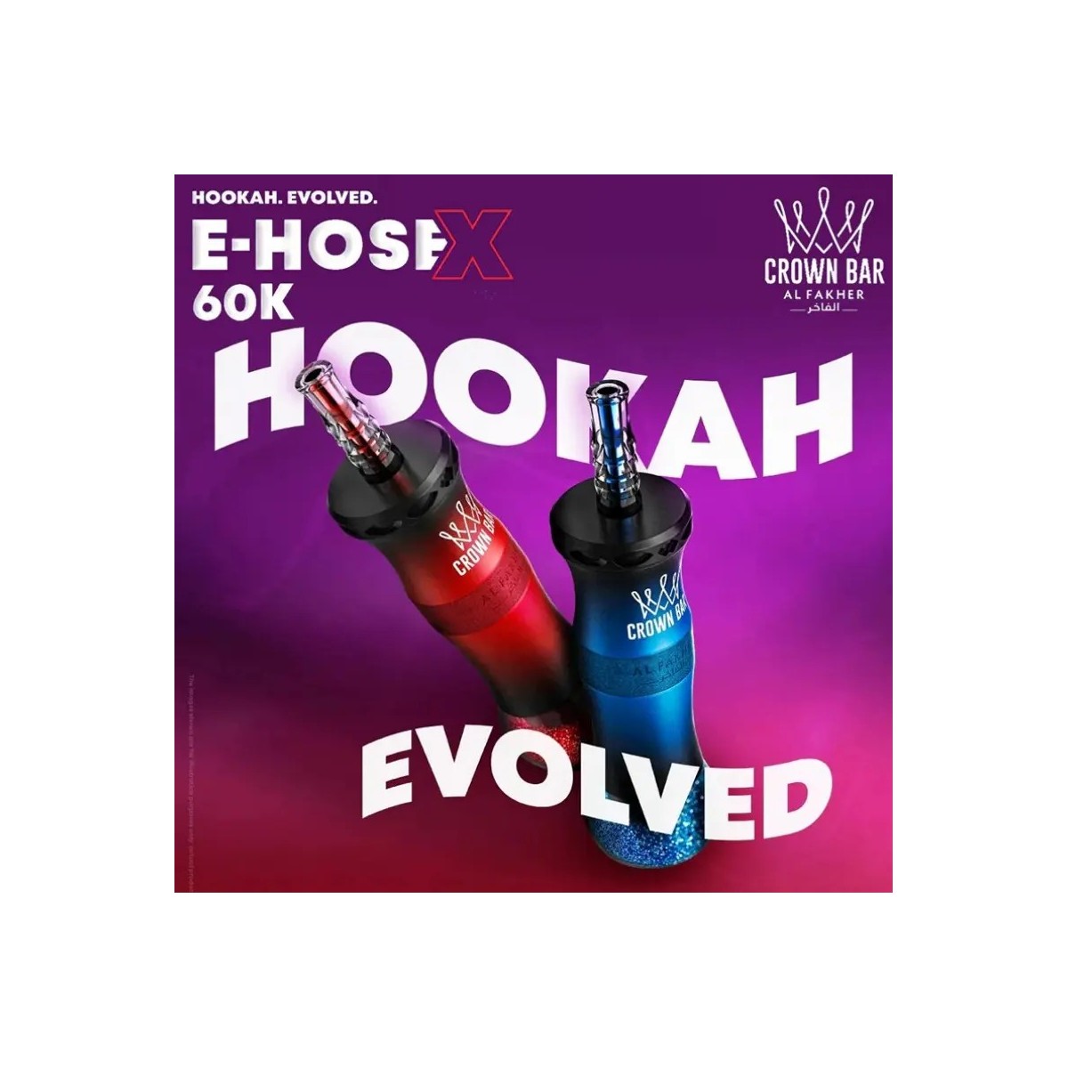 AL FAKHER CROWN BAR 60K PUFFS HOOKAH E HOSE X