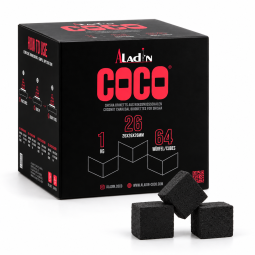 Charbon naturel Aladin Coco 26 mm – Boîte de 1 kg / 64 cubes